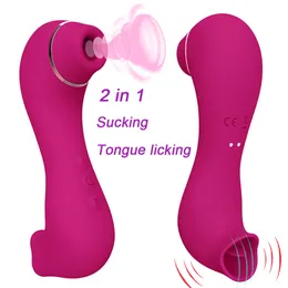 Slickar sugande 2 i 1 klitoris Got Vibrator Nipple Massager Oral Sucker For Women Cit Stimulator Sexiga leksaker Vuxna produkter