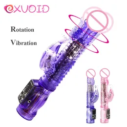 Exvoid 회전 구슬로드 여성을위한 이중 진동 지팡이 지팡이 인어 진동기 딜도 진동기 섹시한 장난감 성인 제품