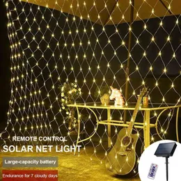 جهاز التحكم عن بُعد Smart Smart Solar LED في الهواء الطلق في الهواء الطلق عيد ميلاد عيد الميلاد شريط عشاء الديكور محسّن صافي السعة الشباك J220531