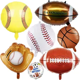 Party Decoration Sports Themed Foil Balloons Baseball Softball Inflatable Balls Mylar Party Balloon for Baby Shower Birthday