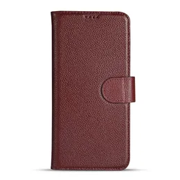 Genuine Leather Lychee Pattern Flip Wallet Phone Case for Samsung S10e Note 10 Pro Note 20 Ultra S22/S22 Plus/S22Ultra Protective Cover