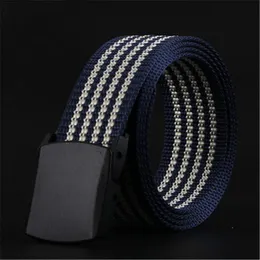 Bälten Mens Plus Size Belt YKK Plastic Buckle Duty For Big Man Striped Nylon Web 115-130cm Webbing