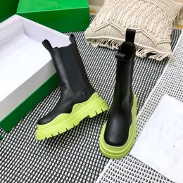 Tire Chelsea Boot Deisgner Women Boots Storm Tires Chunky High Martin Boot Leather Chaussures Flat Platform Fahsion Booties Size 35-42