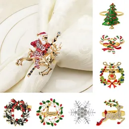 Noel dekorasyonları peçete halka tutucular xmas masa dekorasyonu için ev metal toka düğün ziyafet yılı santa dekor malzemeleri