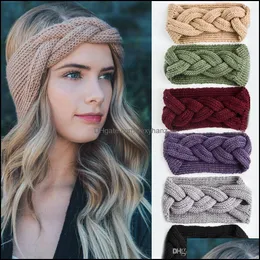 Headbands Hair Jewelry 9 Colors Headband Knitted Headwrap Bands Women Fashion Crochet Acrylic Variegated Winter Warm Girls Accessories Drop