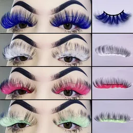 3D 5D color lash Fake Colored Eyelashes Pink Green Purple Red popular Lashes Colorful Rainbow EyeLash for Cosplay
