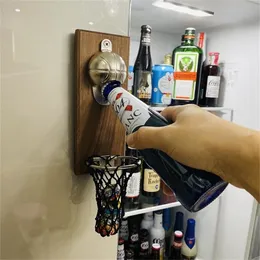 Creative Multifunction Bottle Opener Wall Mounted with Magnetic Basketball Bottle Opener Cap Catcher -Shoot with Your Cap Gift 201201