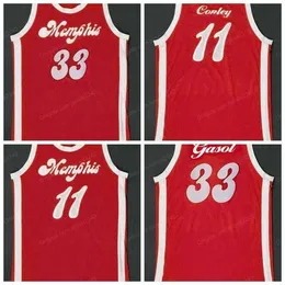 SJZL98カスタムマイク＃コニーPAUガソールバスケットボールジャージーメンズすべてステッチレッド任意のサイズ2 x-5xLの名前と数字最高品質