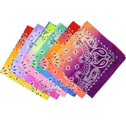 Wzcx 55 55cm Foulard quadrato con stampa sfumata Sciarpa di cotone con fiori di anacardi alla moda hip-hop unisex