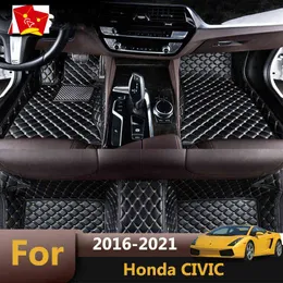 Carpet Protector Liners Car Styling Artificial Leather Rug Dash Mats Car Floor Mats For Honda CIVIC 2016 2017 2018 2019-2021 H220415