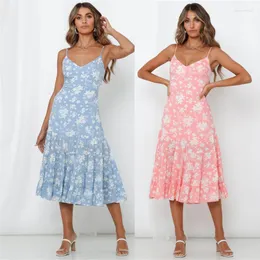 Summer 2022 Women's Bow Sleeveless Ruffle Printing Party Pencil Long Dress Bandage Dresses Elegant Ropa Mujer Sukienki Swimwear