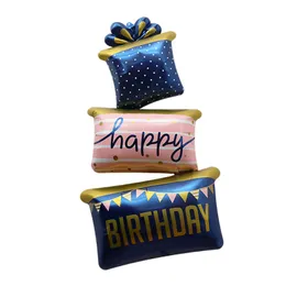 선물 케이크 알루미늄 호일 풍선 생일 편지 생일 편지 떠 다니는 장난감 풍선 생일 배열 선물 케이크 장식 풍선