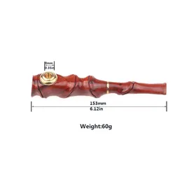 Venda direta de fábrica 153mm Huanghuali madeira tubo de madeira artesanato artesanal de mogno tubo de madeira fumaça de fumaça para 2023