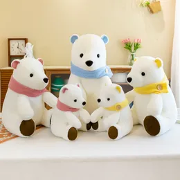 New scarf white bear doll soft warm polar bear plush toy dolls children's comfort gift