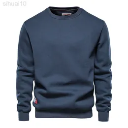Aiopeson Plus Velvet Spliced Sweatshirts Men Casual Basic Solid Color Sweatshirts Men Hoodie New Autumn Winter Sweater For Men L220730