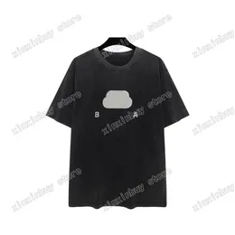 22SS 남성 여성 디자이너 T 셔츠 티 잠금 실버 레터 파괴 넥타이 염료 짧은 슬리브 승무원 넥 스트리트웨어 XINXINBUY BLACK M-2XL