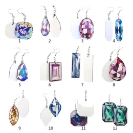 Dangle & Chandelier Blank Earrings Sublimation Printing Unfinished Teardrop Heat Transfer Pendant With Earring HooksDangle