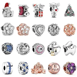 925 Sterling Silber Perlen für Pandora-Armbänder, Blumen-Herzen-Kronen-Charms mit Originalverpackung, selbstpassendes Damen-Armband, CZ-Diamant-Charm