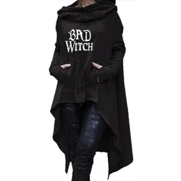 Women's Hoodies & Sweatshirts Halloween Bad Witch Letters Print Long Irregular For Women Tops Sweatshirt Femmes Kawaii Loose Clothings Dress