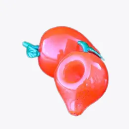 Red Peach Style Glass Hand Pipes Wholesale Smoking Burner Accessories Tobacco Rig 8cm Length