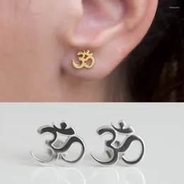 Stud 100% 925 Sterling Silver Yoga Jewelry OM Ohm Studs India Simple High Quality Earring Women 2022 Studstud Farl22