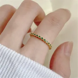 925 Sterling Silver ring Openings Ajustable Inlay Green 5A Cubic Zirconia 18K gold With Box Diamond rings For Women Party Fashion Jewelty Wedding Ring Friend Gift