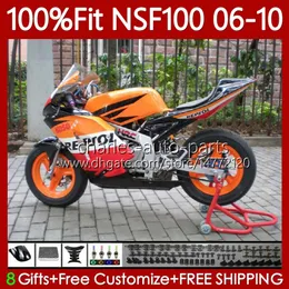 Bodys Fiberglass حقن العفن ل هوندا NSF-100 NSF 100 Bodywork 116NO.9 NSF100 REPSOL ORANGE NEW 06 07 08 09 10 NS-F100 2008 2008 2008 2009 2010 زجاج الألياف الزجاجية Fairing