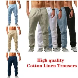 Jesienne męskie bawełniane spodnie lniane męskie letnie spodnie dresowe stałe kolor lniane spodnie fitnessowe spodnie toru s4xl 220615
