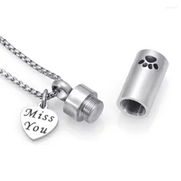 Anhänger Halsketten Großhandel Pet Pet Cremation Schmuckdruck Zylinder Gedenk Locket Halskette für Hunde/Katze Asche mit Kasten/Kette/Trichter