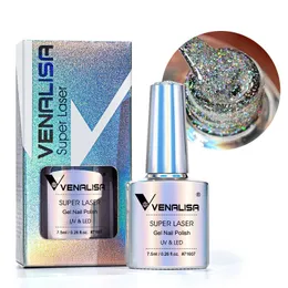 Super Laser Gel Nail Polish Glitter Effekt Mousserande semi Permanent Färger Skönhet UV Nail Lacquer Wholesale Nails Tools