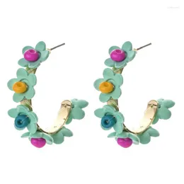Hoop Huggie Ethnic Handmade Earrings sieraden voor vrouwen Vintage Rainbow Flower Earring Ladies Ear Boheemse verklaring oorbellen1 ODET22