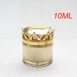 100pcs 10ml Altın Taç Şekli Akrilik Krem Kavanoz Göz Kremi, Boş 10 G Özlü Nemlendirici Gece Krem Kozmetik Kavanoz