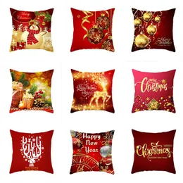 Juldekorationer Xmas Red Pudowcase Tree Decoration Santa Claus Cushion Cover för Home Snowman Year 5zchristmas