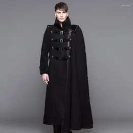 Erkek Yün Karışımlar Şeytan Moda Kış Punk Yün Sıcak Ceket Çıkarılabilir Cape Gotik Out Giyim Sahnesi Uzun Toz Kend22