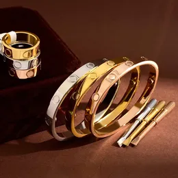 Edelstahl-Liebesarmbänder, 18 Karat vergoldete Armreifen, Schraubarmband, Damen- und Herren-Diamantarmband, Diamant-Ewigkeitsversprechen, Verlobung, Hochzeit, Schmuck im Großhandel