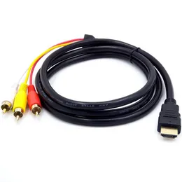 1,5 m HDTV till 3 RCA Connectors Video Audio HD 1080p CABLE AV CORD ADAPTER för HDTV TV Set-Box DVD-bärbar dator