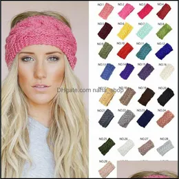 Jóias de cabelos para cabelos 32 coloridas faixas de malha Fashion Crochet Bandeira da cabeça Winter Warm HairBand Girls Headwrap Acessórios de turbante Drop De Drop De