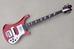 Factory Custom metal red 5 string Electric Bass Guitar with White Pickguard,Rosewood Fingerboard,Chrome Hardwares,Offer Customized