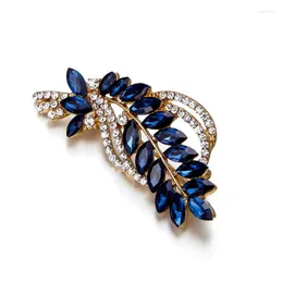 Pins Brooches Bouquet Brooch Women Pin Leaf Broche Femme Crystal Pendant Charm Party Jewelry Gift Blue Gold Seau22