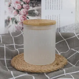 6 OZ sublimation glass candle Jars Clear Empty Candles tin containers with wood lid for Making Candles DIY craft