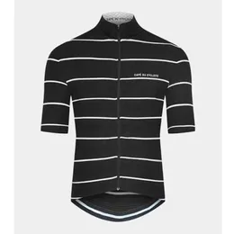 Cafe du Cycliste Summer Men's半袖サイクリングジャージクイックドライ通気性ブラック/ホワイトバイク衣料シクリスモMaillot Tops T220729