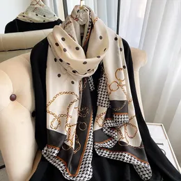 180 90cm de luxo da marca feminina lenço de verão xale de seda lady wrap wrap feminino feminino echarpe designer de praia roubada bandanna suard