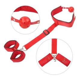 Juegos de Bondage para adultos, Juguetes sexuales eróticos para mujeres, parejas, esposas de cuello esclavo, Collar de nailon BDSMRestraints, productos sexuales fetiche, mordazas