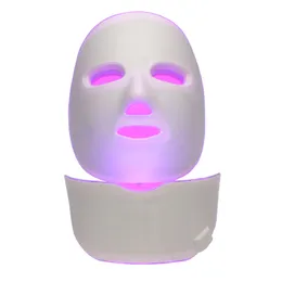 Maschera facciale in silicone di bellezza a LED PDT elettrico Photon Skin Ringiovanimento della pelle Scudo in 2 parti per il trattamento del collo e del viso Cura della pelle Masker 7 colori