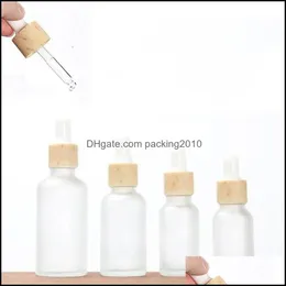 30Ml Dropper Bottle Empty Refillable Bottles Vial Cosmetic Container Frosted Glass Jar With Imitated Bamboo Cap Drop Delivery 2021 Packing