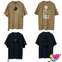 Abbigliamento T-shirt Kith Mastermind Japan Tee Uomo Donna Oversize Top Arcobaleno Nastro Cleft Skull Manica cortaxfve