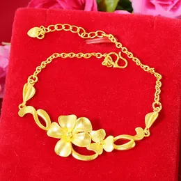 Cadeia de link Vietnã Sand Gold Lotus Pingente Bracelet 3D Flowers Jóias de Luxúria Partema de Casamento de Jóias Presentes de Natal Fine Mulheres Trum22