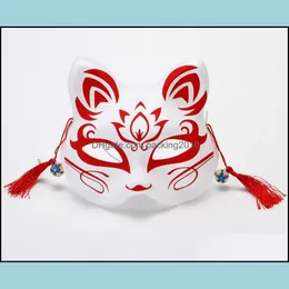 Party Masks Festive Supplies Home Garden Japanese Hand-Painted Style Pvc Cat Mask Cosplay Masquerade Festival Dhv0Y