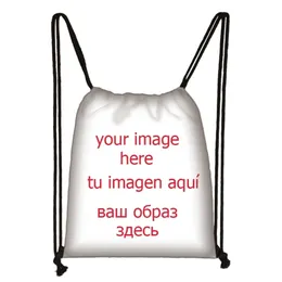Настройте имя изображения на персонализированном шнурке для женщин Мужчины причинно -следственные рюкзаки S Travel Smoftback Bag 220704