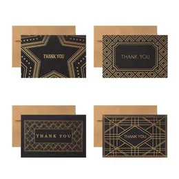 Bronzing Holiday Greeting Cards Handwritten Folding Thank You Cards Thanksgiving Day Christmas Gift Supplies With Envelopes